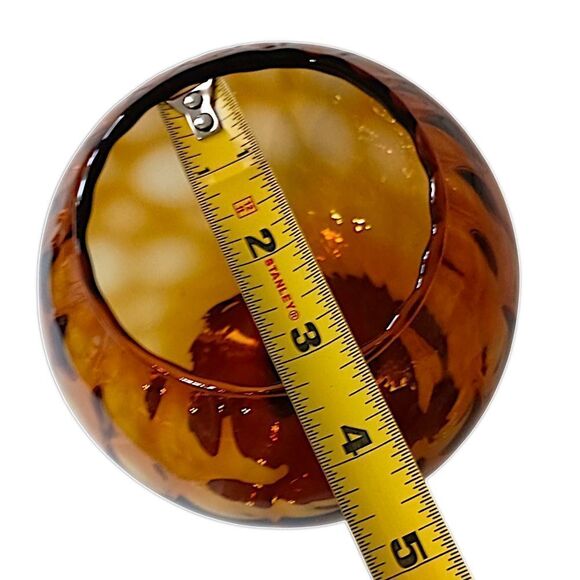 Empoli Amber Glass Candy Dish Lid Apothecary Jar Circus Tent Optic Panel Italy - Picture 3 of 16